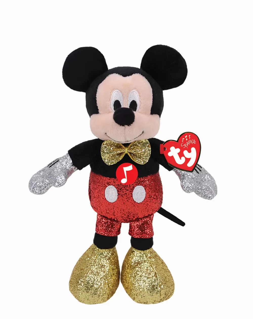 Jucării și Jocuri pentru copii - Plus ty 25cm beanie babies disney mickey cu sclipici si sunete, varsta de la 3 ani la +15 ani