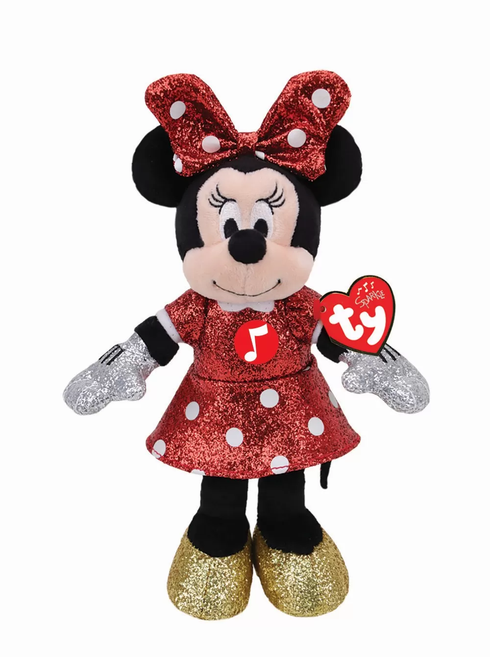 Jucării și Jocuri pentru copii - Plus ty 25cm beanie babies disney minnie cu sclipici si sunete, varsta de la 3 ani la +15 ani