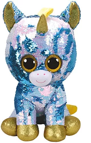 Jucării bebeluși - Plus ty 42cm boos unicorn alb cu paiete, varsta de la 3 ani la +15 ani