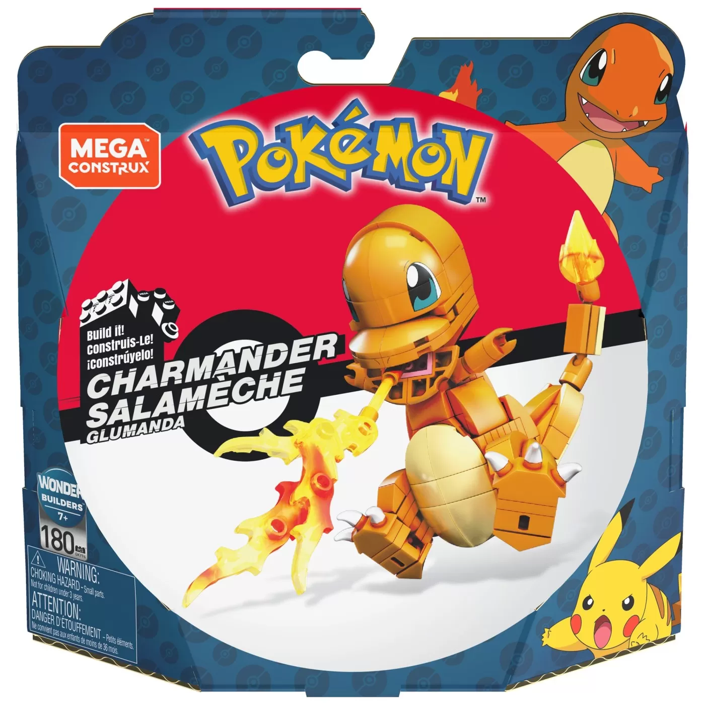 Jucării și Jocuri pentru copii - Pokemon mega construx set de constructie charmander salameche 180 piese, varsta de la 7 ani la 12 ani