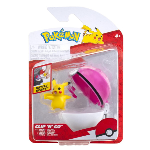Jucării și Jocuri pentru copii - Pokemon - Set 2 figurine Clip n Go, Pikachu (Female) with Love Ball W19 copii varsta 3 ani +
