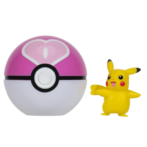Pokemon - Set 2 figurine Clip n Go, Pikachu (Female) with Love Ball W19 copii varsta 3 ani + [1]