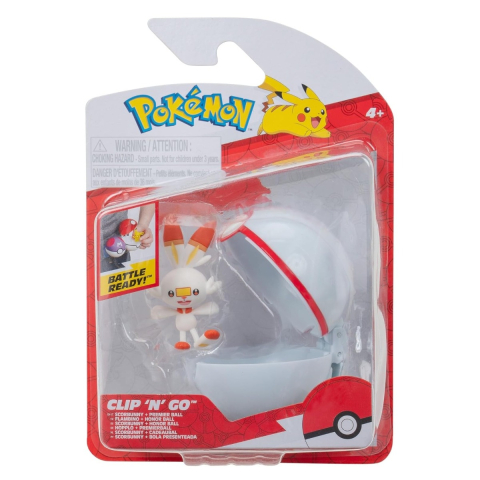 Jucării și Jocuri pentru copii - Pokemon - Set 2 figurine Clip n Go, Scorbunny with Premier Ball W19 copii varsta 3 ani +