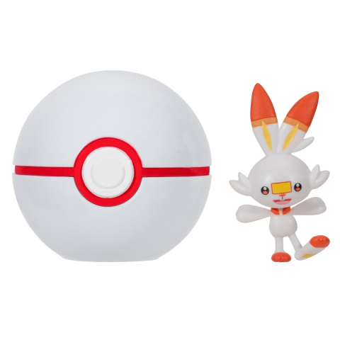 Pokemon - Set 2 figurine Clip n Go, Scorbunny with Premier Ball W19 copii varsta 3 ani + [1]