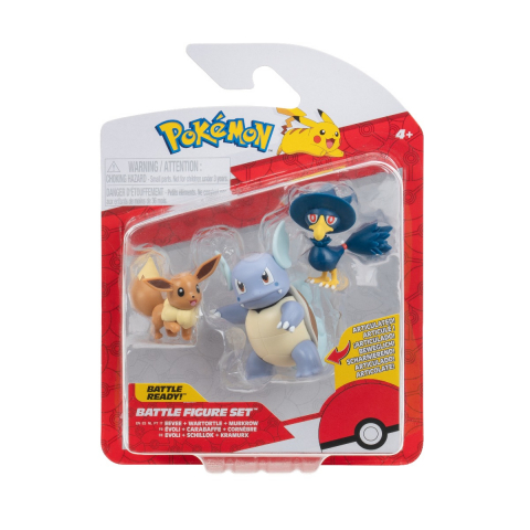 Jucării și Jocuri pentru copii - Pokemon - Set 3 figurine de actiune, Eevee #1, Murkrow, Wartortle W21 varsta 3-5 ani ,5-7 ani ,7-9 ani ,9-12 ani ,12-14 ani ,14-18 ani ,18+, Baieti
