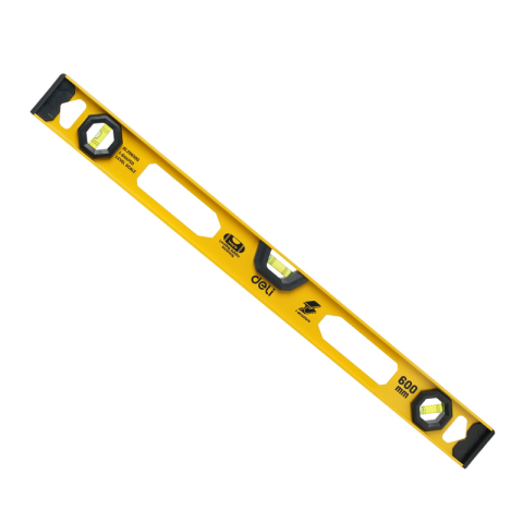 Instrumente de Geometrie: Rigle, Echere, Compasuri si Truse - Poloboc metal 60 cm 3 bule acuratete 1mm galben deli