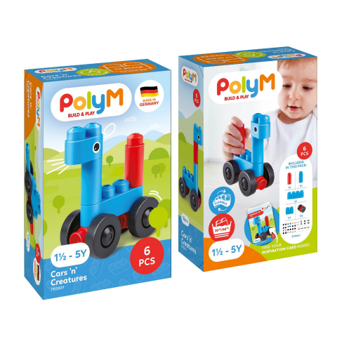 Jucării și Jocuri pentru copii - PolyM - Masini si creaturi de jucarie (8 piese), copii varsta 18 luni+,3 ani+