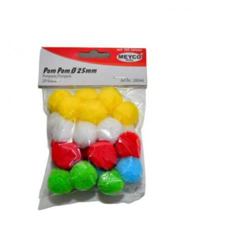 Art & Craft si Artizanat - Pom-pom, 25 buc, 25 mm, multicolor