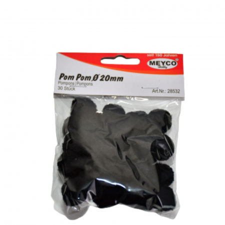 Art & Craft si Artizanat - Pom-pom, 30 buc, 20 mm, negru