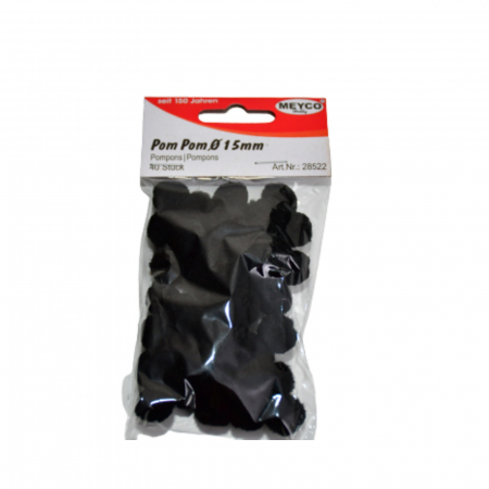 Art & Craft si Artizanat - Pom-pom, 40 buc, 15 mm, negru