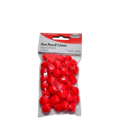 Art & Craft si Artizanat - Pom-pom, 40 buc, 15 mm, rosu