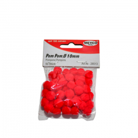 Art & Craft si Artizanat - Pom-pom, 50 buc, 10 mm, rosii