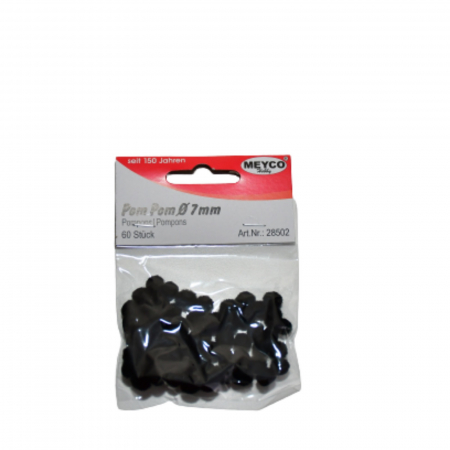 Art & Craft si Artizanat - Pom-pom, 60 buc, 7 mm, negru
