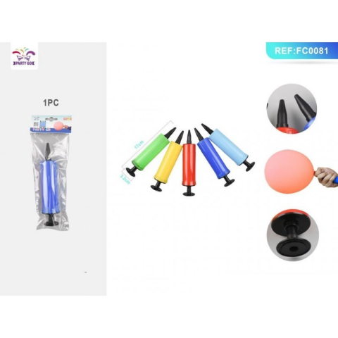 Bannere si ghirlande decorative - Pompa de umflat baloane PartyGo, 17cm, diverse culori, FC0081