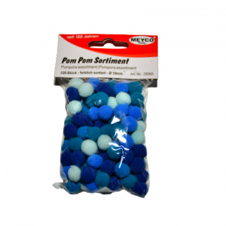 Art & Craft si Artizanat - Pompoane mici, 120 buc, 10 mm, albastru-bleu