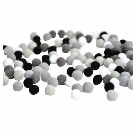 Pompoane mici, 120 buc, 10 mm, culori alb, negru, gri [1]