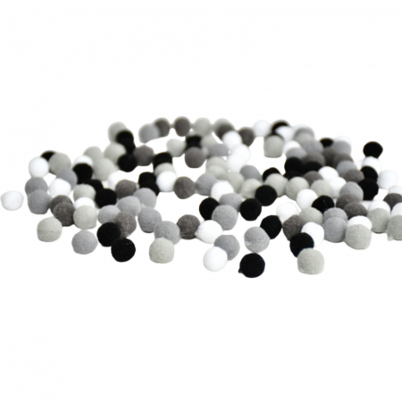 Pompoane mici, 120 buc, 10 mm, culori alb, negru, gri [2]