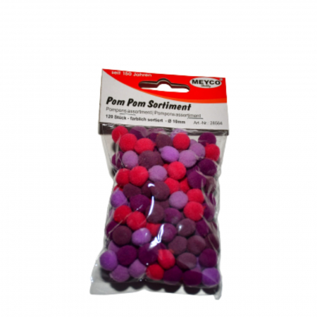Art & Craft si Artizanat - Pompoane mici, 120 buc, 10 mm, mov-roz