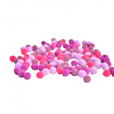 Pompoane mici, 120 buc, 10 mm, mov-roz [2]