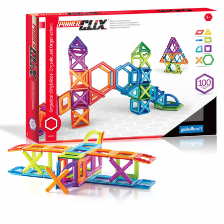 Jucării și Jocuri pentru copii - PowerClix Frames, set magnetic, 100 piese, Guidecraft, 4+ ani