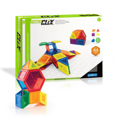 Jucării și Jocuri pentru copii - PowerClix Solids, set magnetic, 44 piese, Guidecraft, 4+ ani