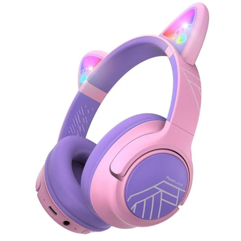 PowerLocus Casti pentru copii, Wireless, Bobo Cat Ears, Purple/Pink [6]