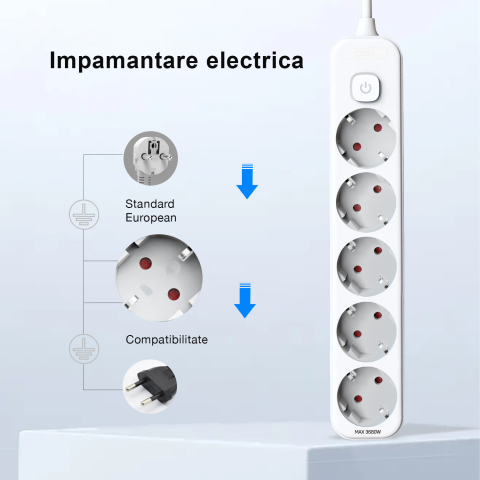 Prelungitor 5m 5 prize protectie copii + intrerupator deli [2]