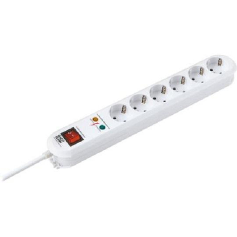 Casă, gradină și bricolaj - Prelungitor bachmann, 6 prize, impamantare, protectie supratensiune (6.5ka/16a/3680w), protectie copii, intrerupator, 1.5 metri, alb