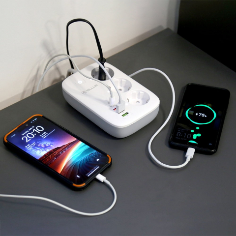 Prelungitor WiFi Tellur Smart, 3 porturi, PD30W, QC18W, 2xUSB 2.4A, 2500W, 10A, 2m [4]