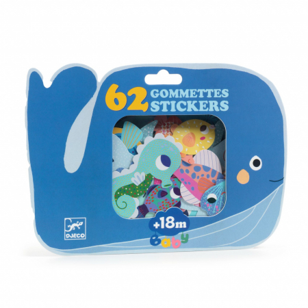 Stickere, Abțibilduri, Autocolante - Primele abtibilduri Fauna marina, Djeco, varsta 1 - 3 ani, Baiat, Fata