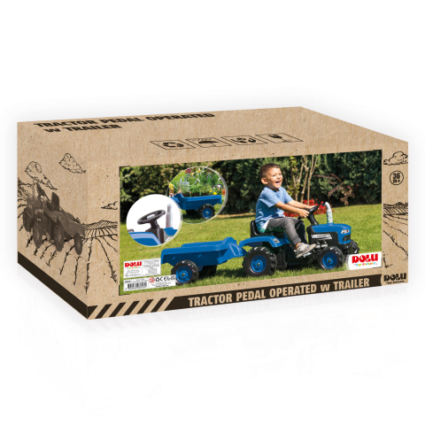 Tractor Dolu cu remorca albastru, pedale, copii 3+ [1]