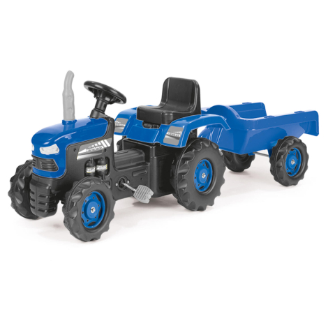 Jucării și Jocuri pentru copii - Tractor Dolu cu remorca albastru, pedale, copii 3+