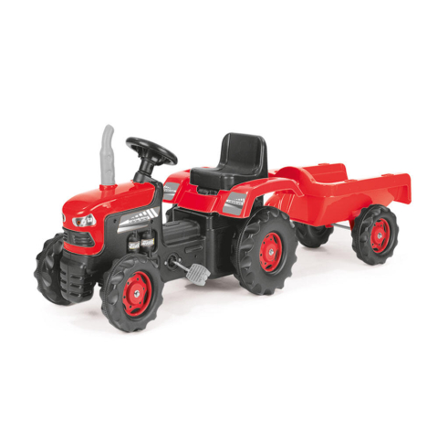 Jucării și Jocuri pentru copii - Tractor Dolu cu remorca rosu, pedale, copii 3+