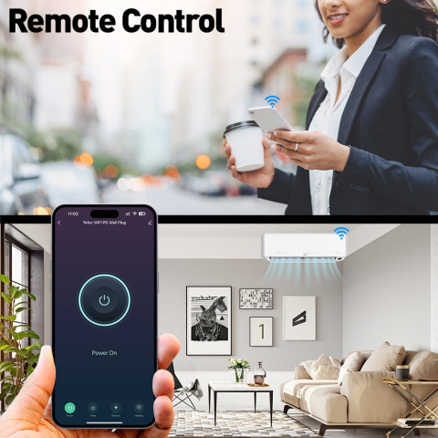 Priză de perete WiFi Tellur Smart, 3600W, 16A, PD20W, USB 18W, monitorizare consum, alb [7]