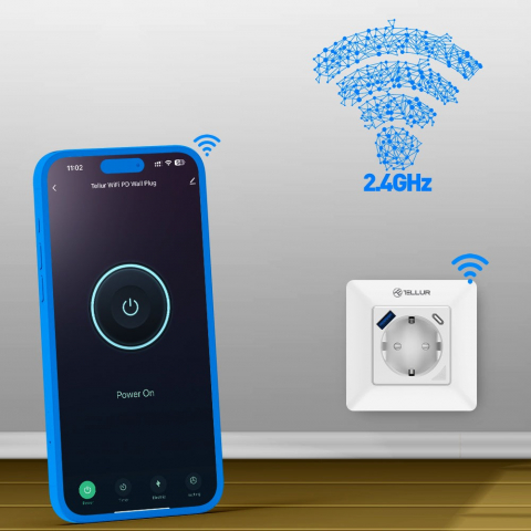 Priză de perete WiFi Tellur Smart, 3600W, 16A, PD20W, USB 18W, monitorizare consum, alb [5]