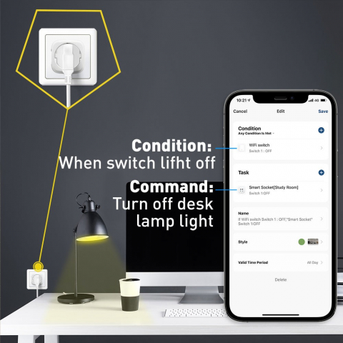 Priză WiFi Tellur Smart, monitorizare consum, 3680W, 16A, alb [3]