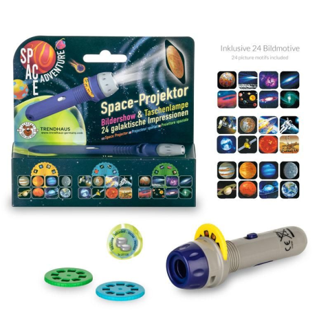 Jucării și Jocuri pentru copii - Proiector cu imagini din spatiu, Trendhaus CH29760, 24 imagini, 3 disc, 3 baterii LR1130
