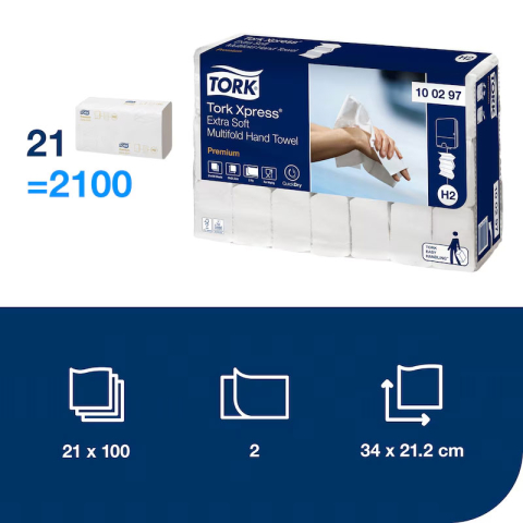 Prosoape hartie albe in z 2str 100/set 21set/cut tork xpress extra soft [2]