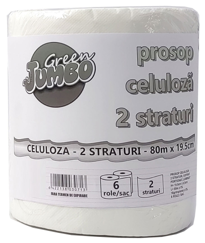 Detergenti si Curatenie - Prosop hartie alb rola 2str 80m 6/set green jumbo