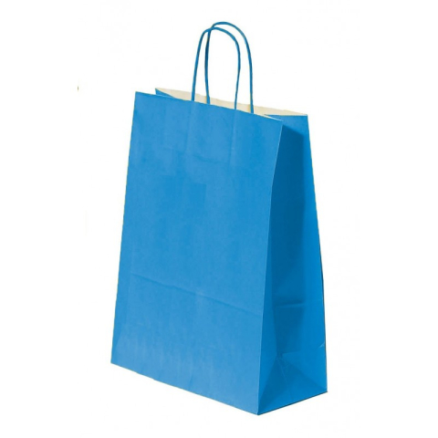Birotică și Papetărie - Punga cadou Colorarte 04536 / 00553, B4, 26x35x12cm, 90g/mp, albastra, manere din hartie rasucita