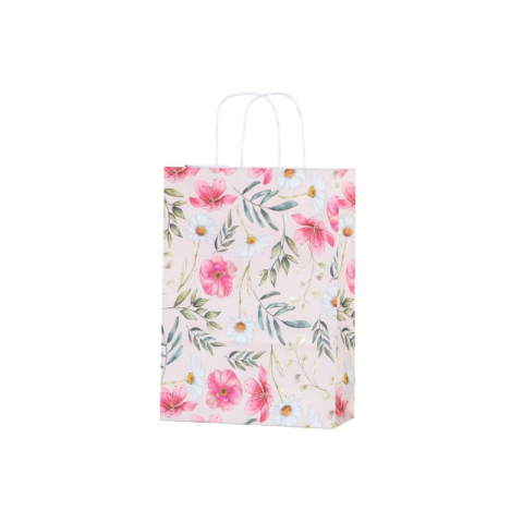 Birotică și Papetărie - Punga cadou Colorarte 27667, A4, 22x31x10cm, 90g/mp, ivory, manere din hartie rasucita, motive florale