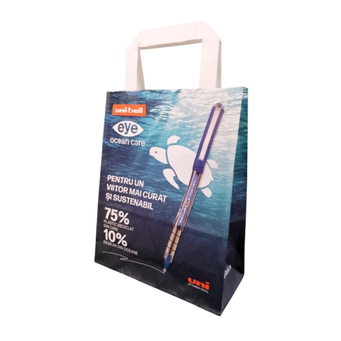 Birotică și Papetărie - Punga cadou Colorarte 27877, B5, 18x22x8cm, 90g/mp, manere din hartie rasucita, personalizata UNI-BALL EYE OCEAN CARE