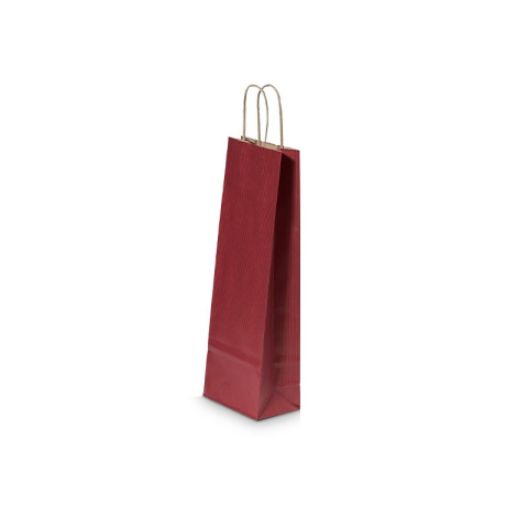 Birotică și Papetărie - Punga cadou Colorarte 5521, 14x8x39cm, 110g/mp, rosu inchis, manere din hartie rasucita, pentru sticle