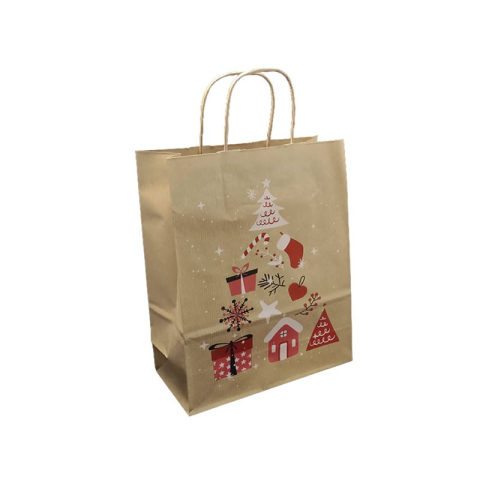 Punga cadou Craciun Colorarte 24254, B5, 18x22x8cm, 90g/mp, kraft, manere din hartie rasucita, motive de Craciun [1]