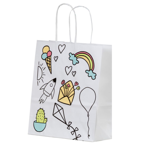 Birotică și Papetărie - Punga hartie maner rasucit 22 x 10 x 31 cm alb copii papiroti