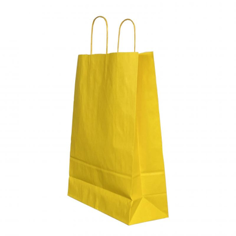 Birotică și Papetărie - Punga hartie maner rasucit 22 x 10 x 31 cm galben intens/alb papiroti
