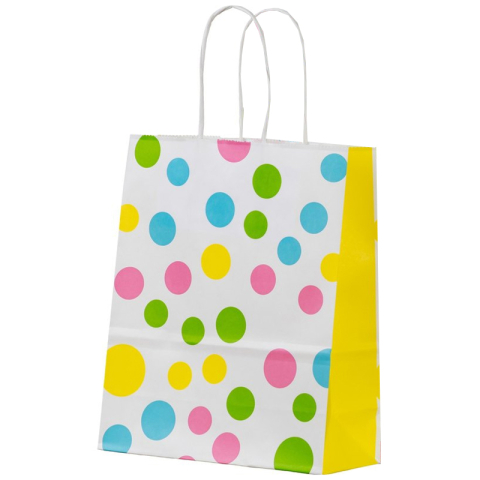 Birotică și Papetărie - Punga hartie maner rasucit 26 x 12 x 35 cm alb confeti papiroti