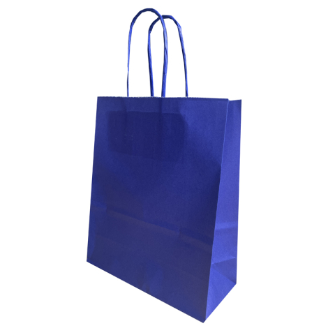 Birotică și Papetărie - Punga hartie maner rasucit 26 x 12 x 35 cm albastru nautic/alb papiroti