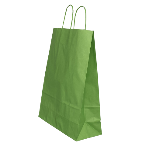 Birotică și Papetărie - Punga hartie maner rasucit 26 x 12 x 35 cm verde/alb papiroti