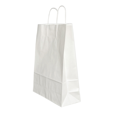 Birotică și Papetărie - Punga hartie maner rasucit 32 x 12 x 41 cm alb/alb papiroti